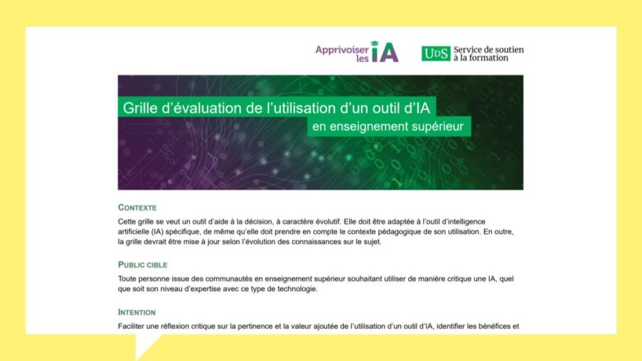 Grille d’évaluation de l’utilisation d’un outil d’intelligence artificielle en enseignement supérieur